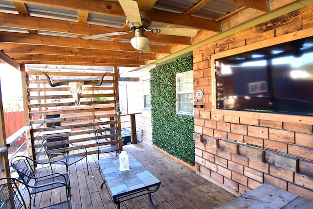 deck featuring ceiling fan