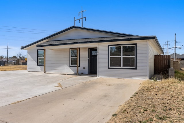 single story home featuring a patio area