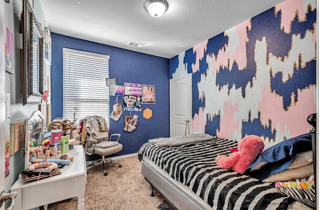 carpeted bedroom featuring multiple windows