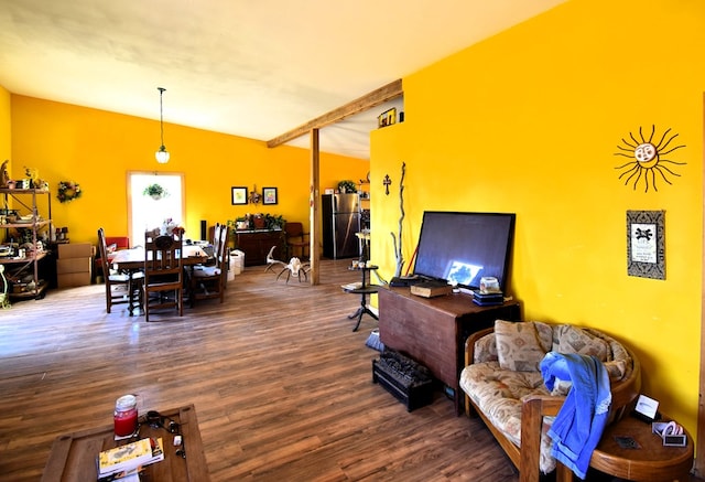 living room with hardwood / wood-style flooring