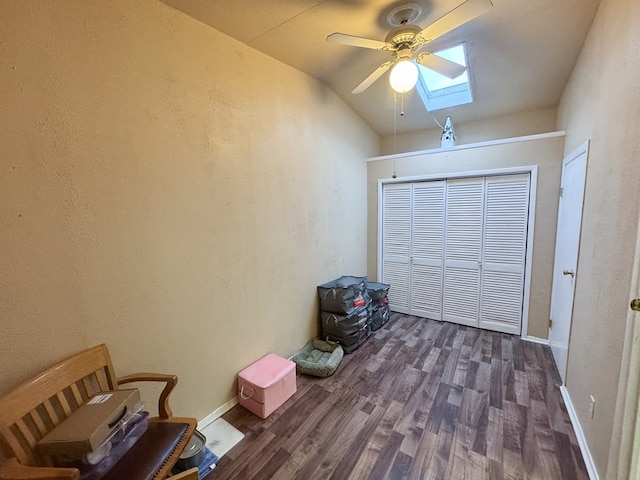 garage with ceiling fan