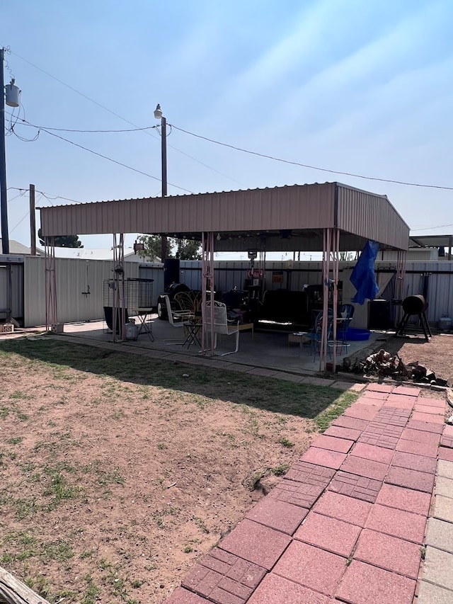 view of patio featuring a gazebo