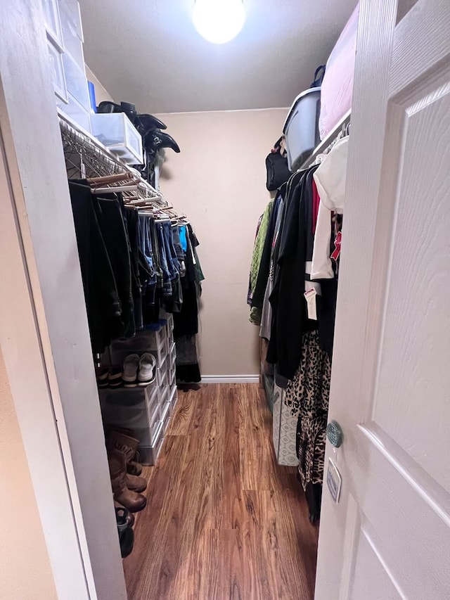 spacious closet featuring hardwood / wood-style floors