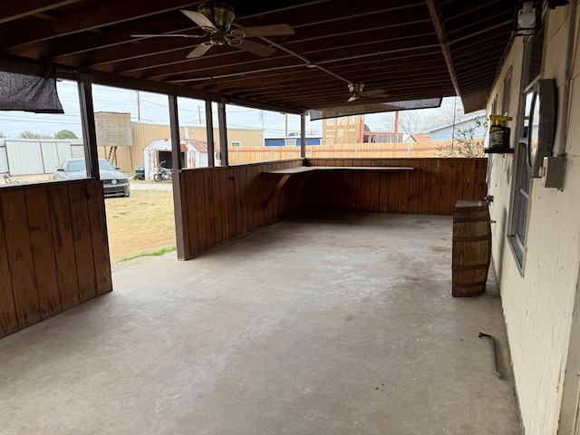 view of patio with a ceiling fan