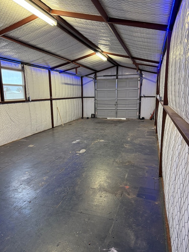 garage with metal wall