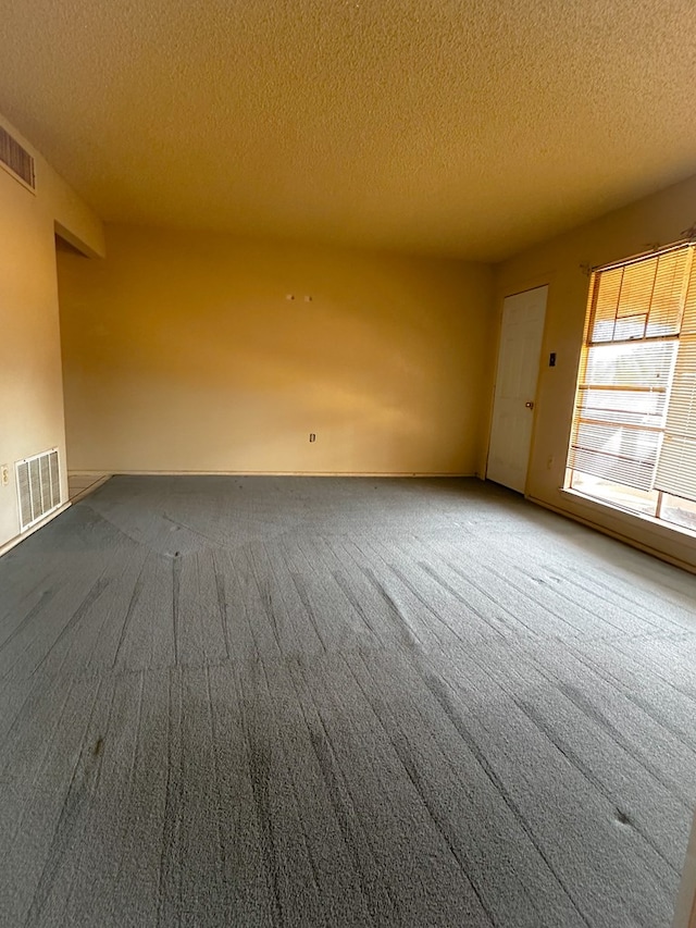 unfurnished room with carpet floors and a textured ceiling