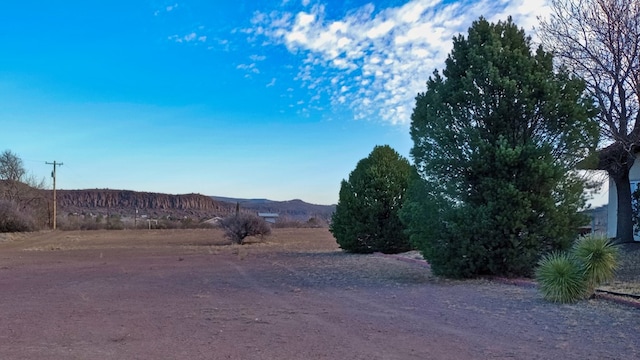 view of yard with a mountain view