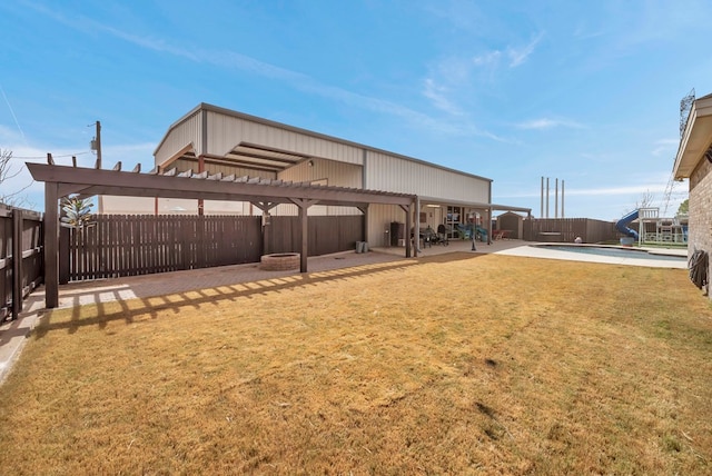 view of yard with a patio and a fenced backyard