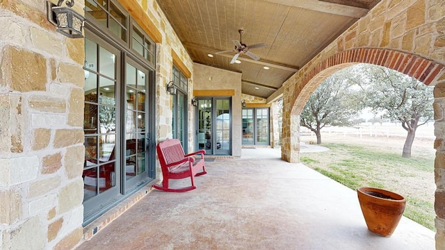 view of patio with ceiling fan