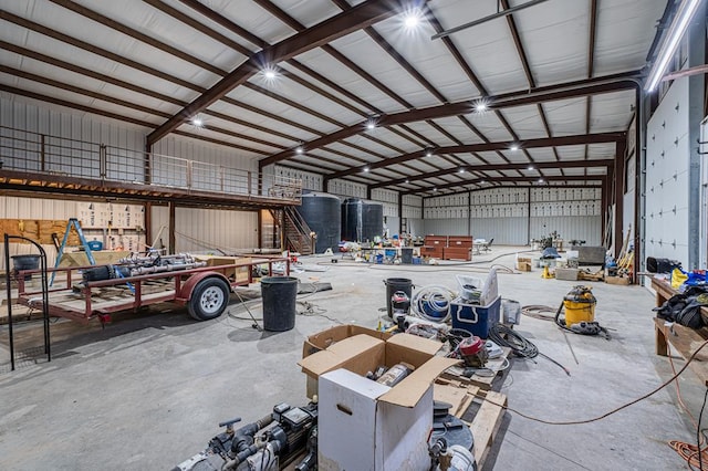 garage featuring a workshop area