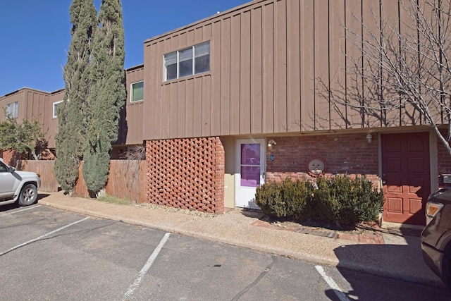 view of side of property with a garage