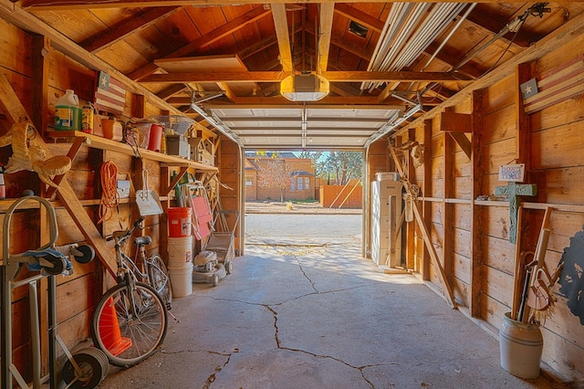 interior space with a garage door opener