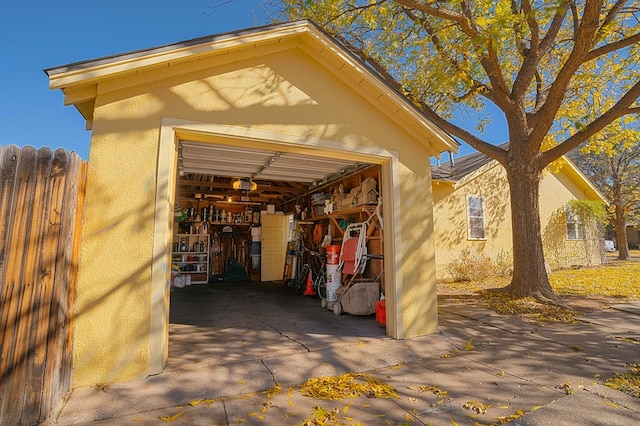 view of outbuilding with a garage