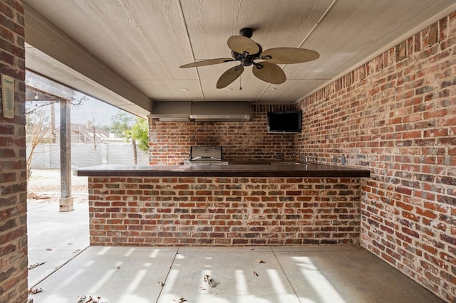 view of patio / terrace featuring ceiling fan, area for grilling, and grilling area