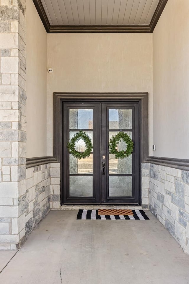 doorway to property with french doors