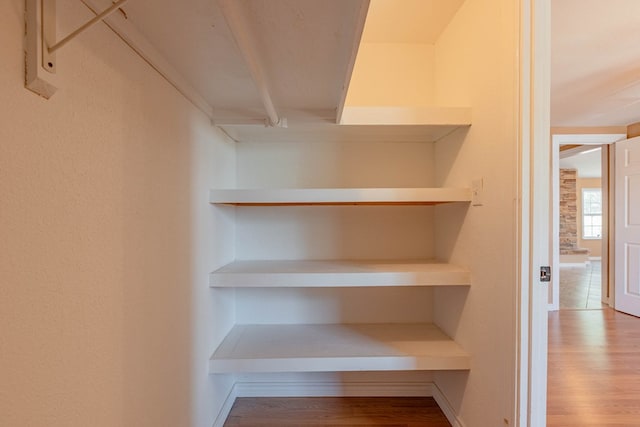 walk in closet featuring wood-type flooring