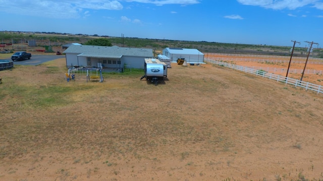 aerial view with a rural view