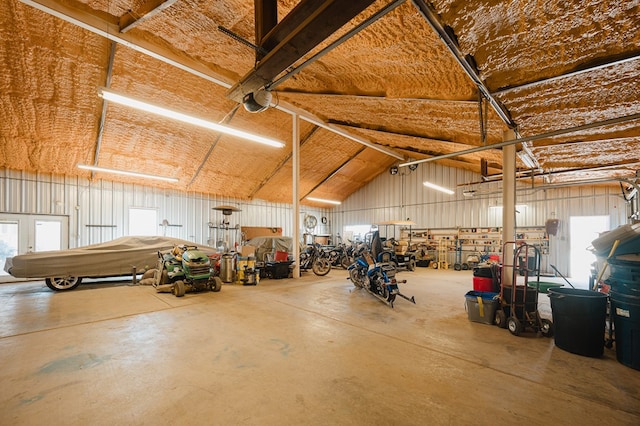 garage with metal wall