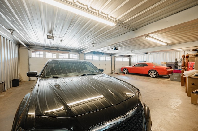 garage featuring metal wall