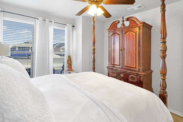 bedroom with carpet floors and ceiling fan