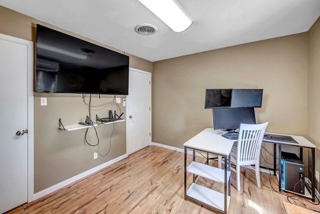 office area featuring light hardwood / wood-style floors