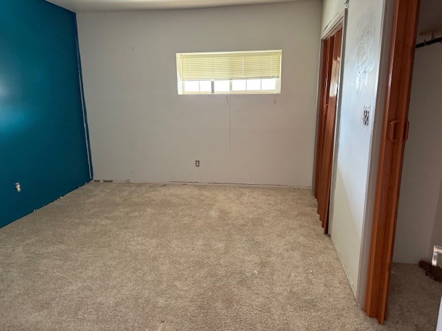 unfurnished room with light carpet