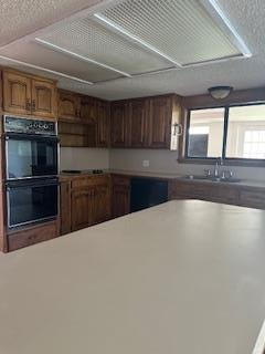 kitchen with sink and black appliances