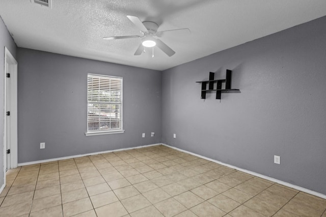 unfurnished room featuring a textured ceiling and ceiling fan