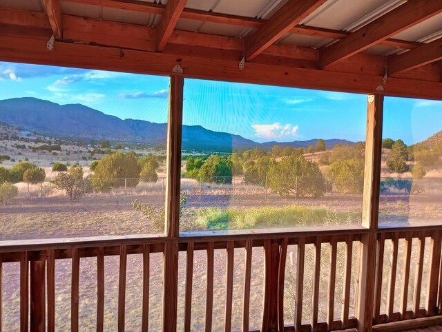 exterior space featuring a mountain view