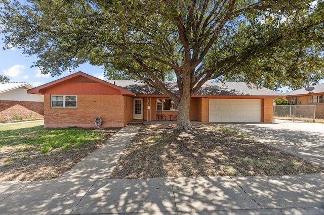 single story home with a garage