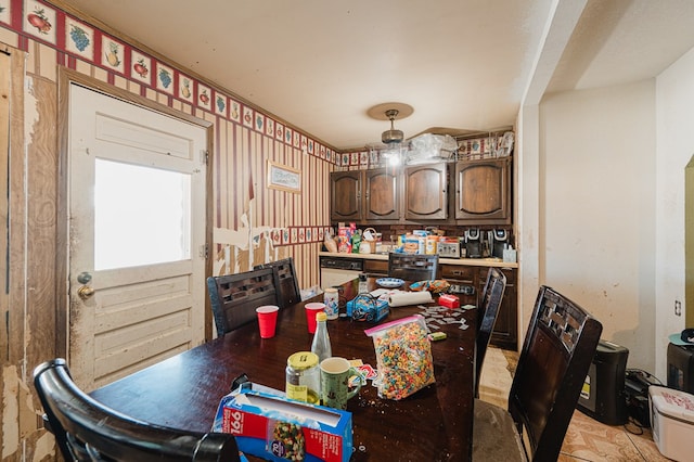 dining area with light parquet flooring