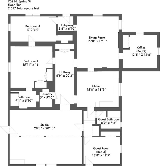 bedroom with tile patterned flooring and a wall unit AC