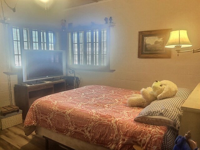 bedroom with wood-type flooring