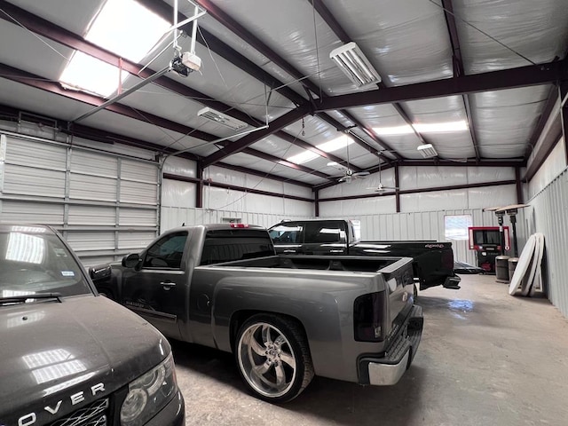 garage featuring metal wall