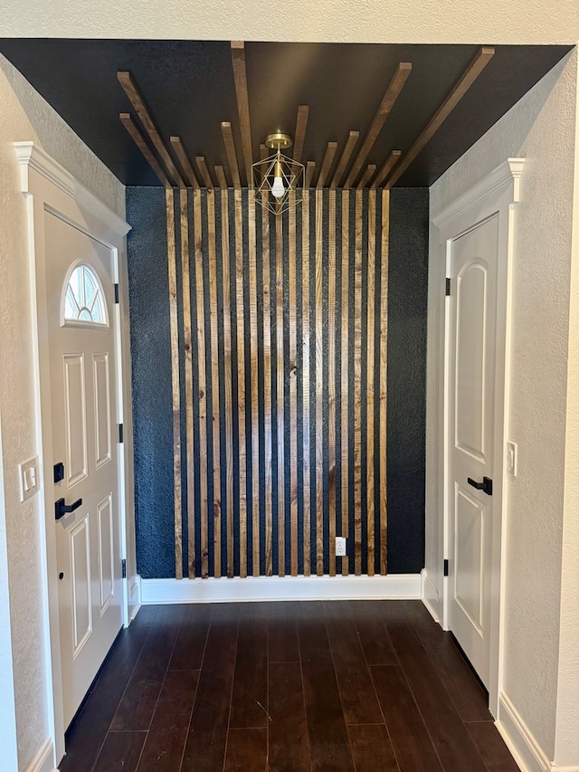 foyer entrance with dark hardwood / wood-style floors