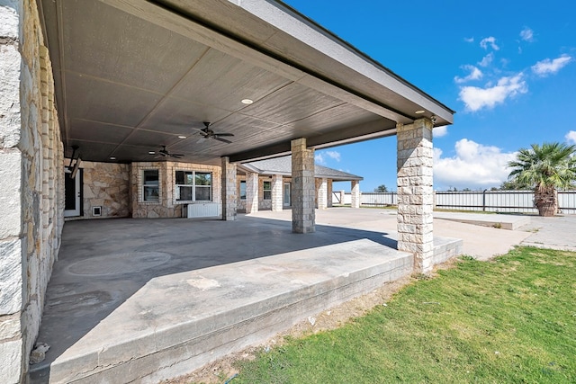 view of patio / terrace featuring ceiling fan