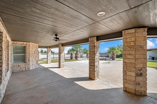 view of patio with ceiling fan