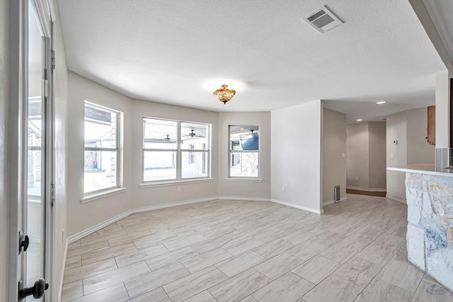 spare room featuring a textured ceiling and a wealth of natural light