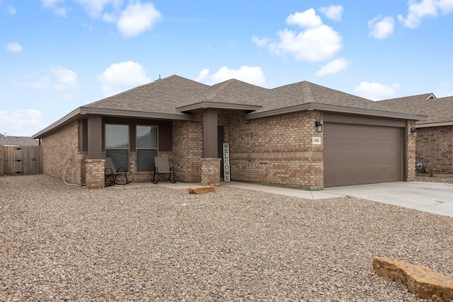 prairie-style home with a garage