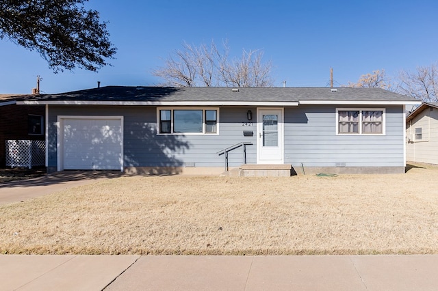 single story home with an attached garage and concrete driveway