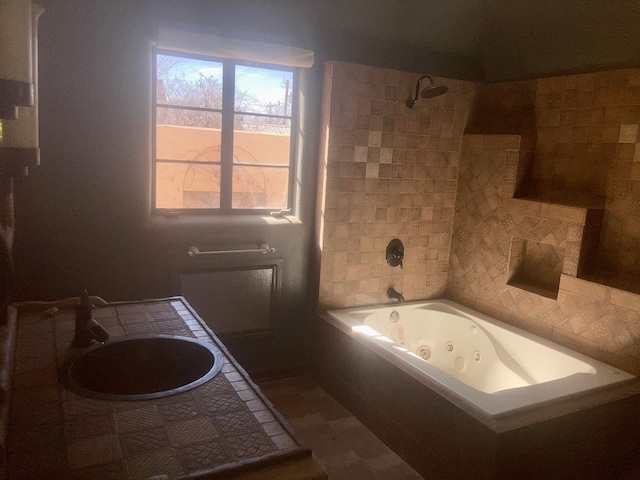 full bathroom with a combined bath / shower with jetted tub