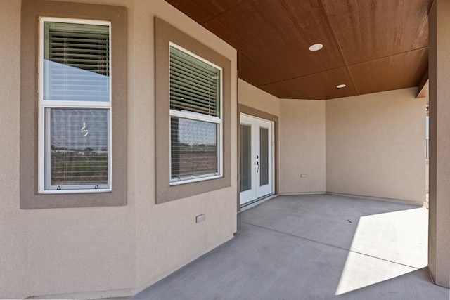 view of patio featuring french doors