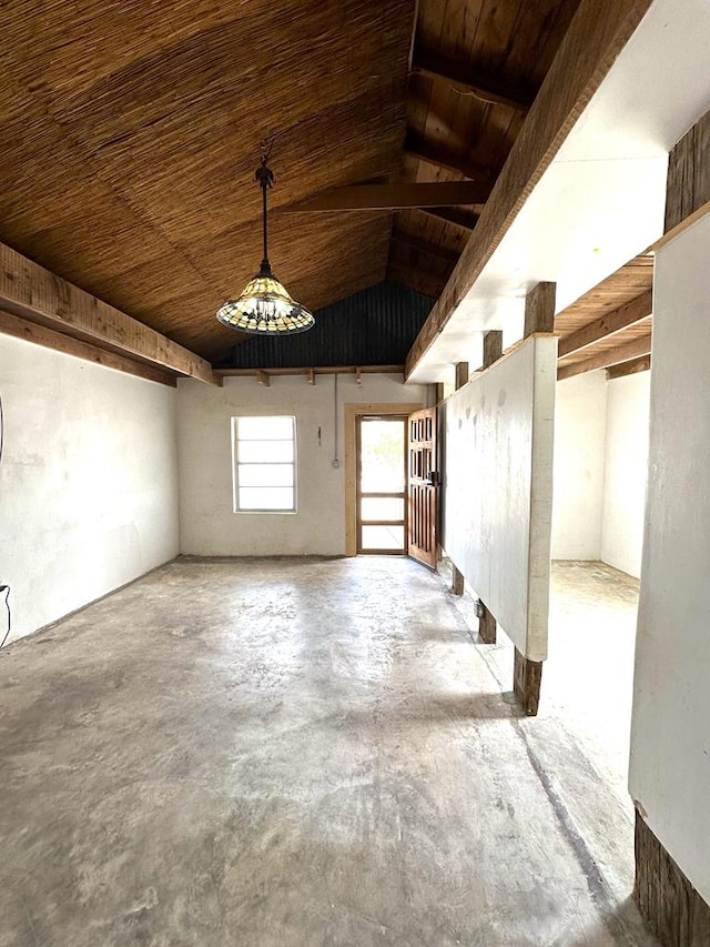 interior space featuring wood ceiling