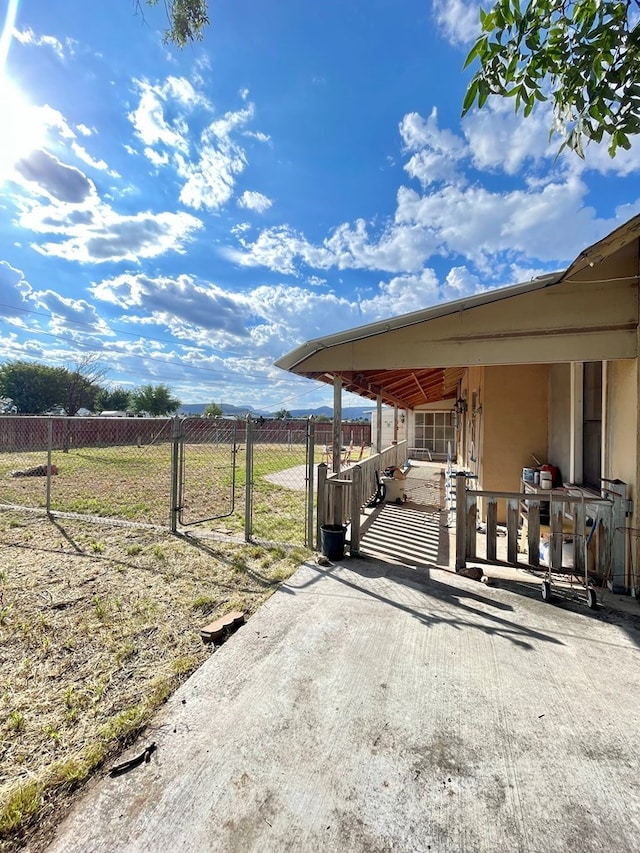 view of patio with a rural view