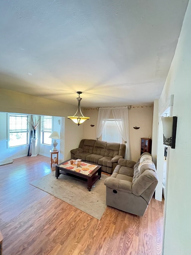 living room featuring light wood-type flooring