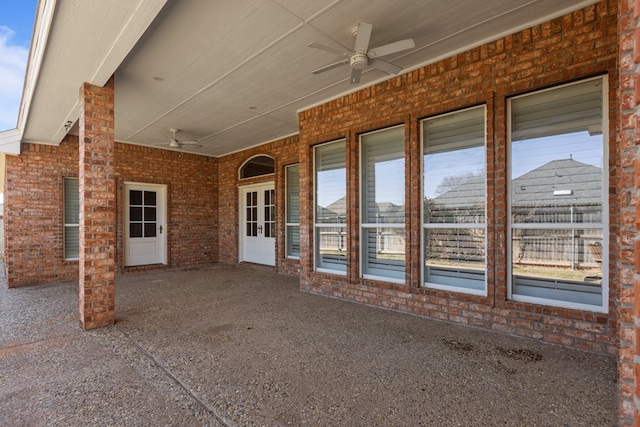 view of patio with ceiling fan