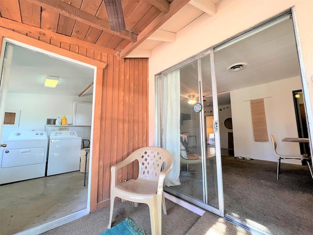 interior space featuring washer and clothes dryer