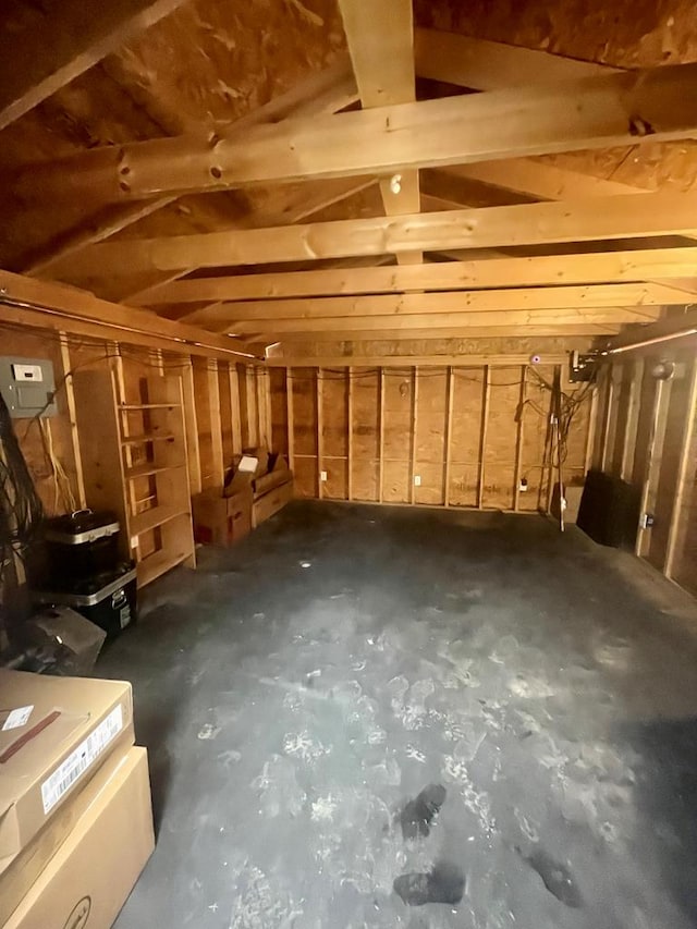 view of unfinished attic