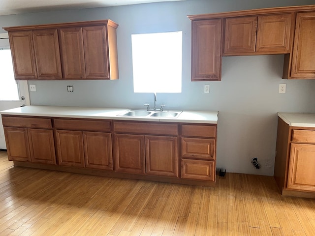 kitchen with sink and light wood-type flooring