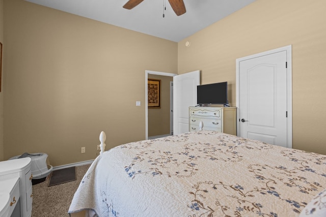 bedroom featuring baseboards, carpet, and a ceiling fan